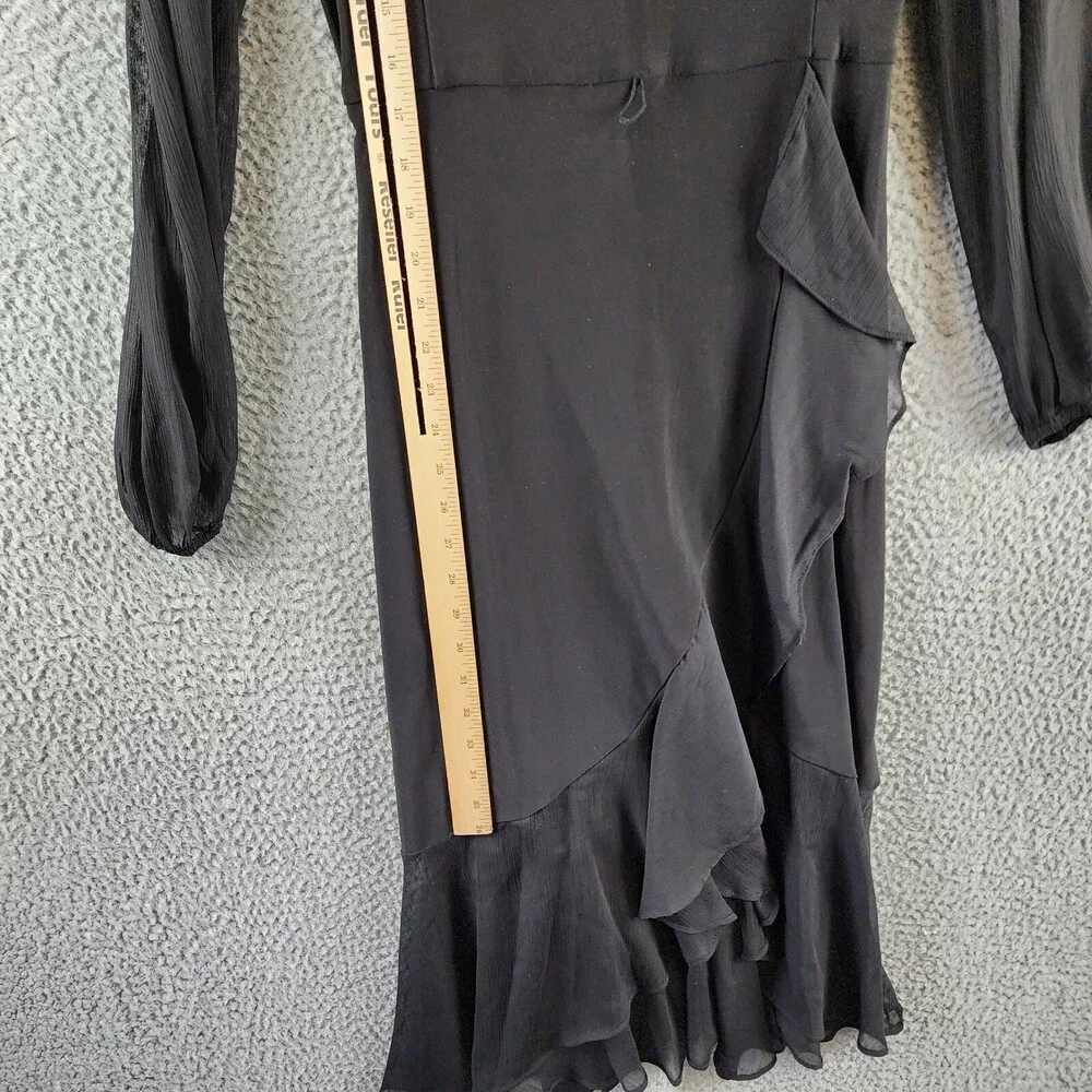 Tommy Hilfiger Jersey Stretch Chiffon Long Sleeve Dress Women's 8 Black Back Zip - Picture 10 of 15